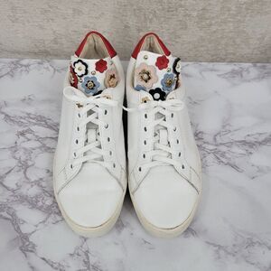 Michael Kors Mindy White Leather Tea Flower Sneakers Women's Size 5.5M